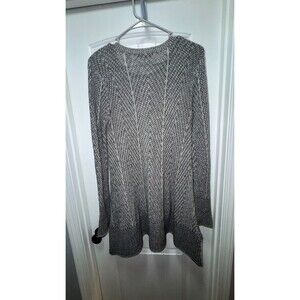 Eight Eight Eight Womens Small Cotton Knit Tunic Sweater Gray Sharkbite Hem Boho